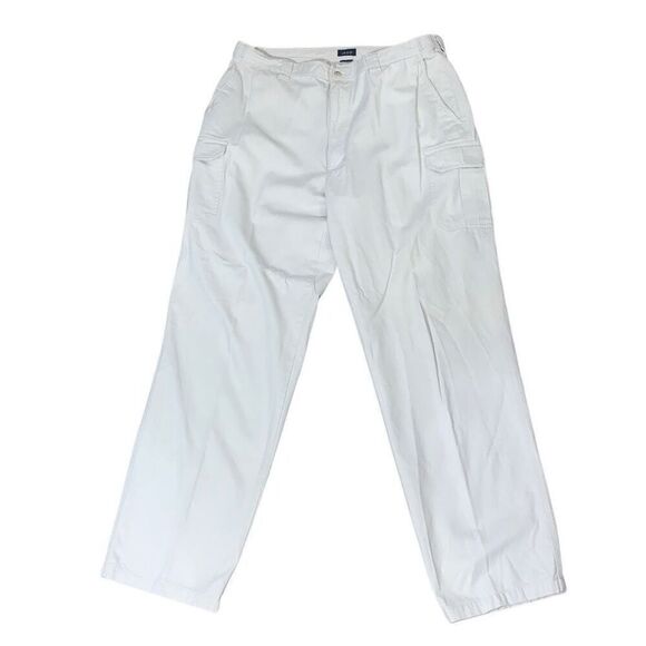 Izod Mens Size 38x34 Chino Cargo Pants Tan Khaki Pockets Flat Front Straight Leg - Picture 1 of 6